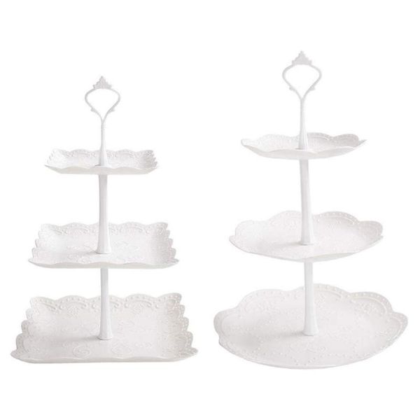 

baking & pastry tools 2 set 3-tier white dessert cake stand small cupcake cookie tray rack candy buffet up fruit plate and t