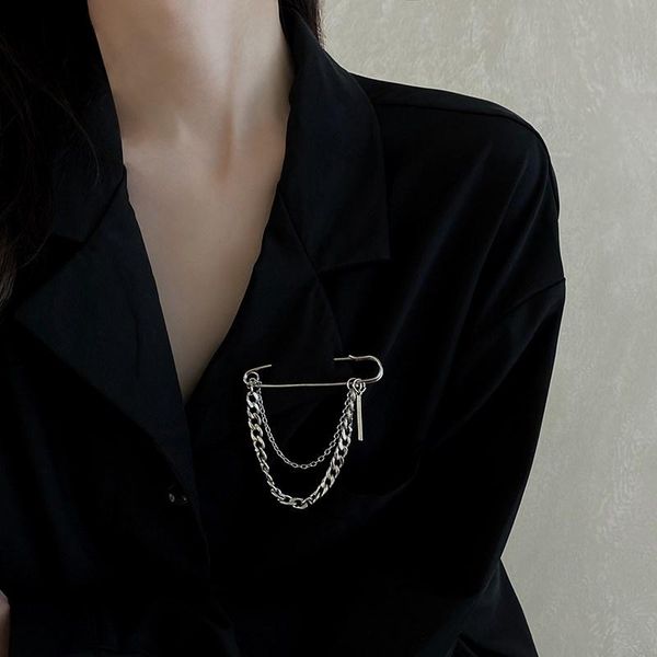 

pins, brooches 2021 punk trendy cool chain pin brooch street fashion metal decoration hip hop clothing men women accessories, Gray