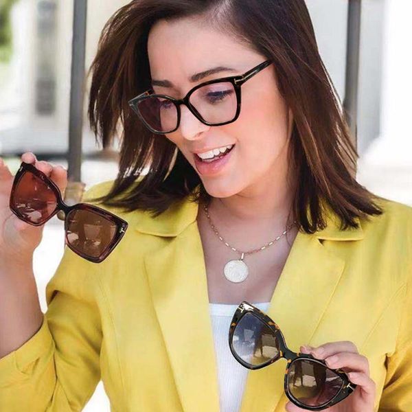 

fashion sunglasses frames magnetic clip on polarized tr90 anti-blue light glasses men women 2 in 1sun woman 2021, Black