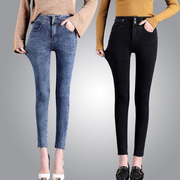 

women's jeans 2021 thin skinny pants high waist quality, Blue