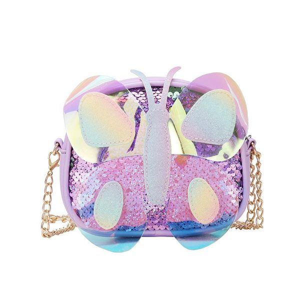 

purse 2021 cute kids butterfly purses and handbags mini crossbody little girl shiny sequin pures bags baby small coin bag, White