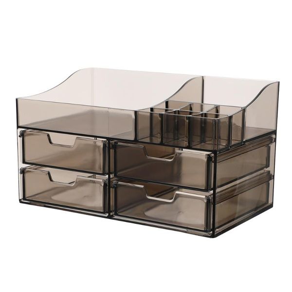 

1pc transparent box multilayer deskstorage case drawer type container boxes & bins