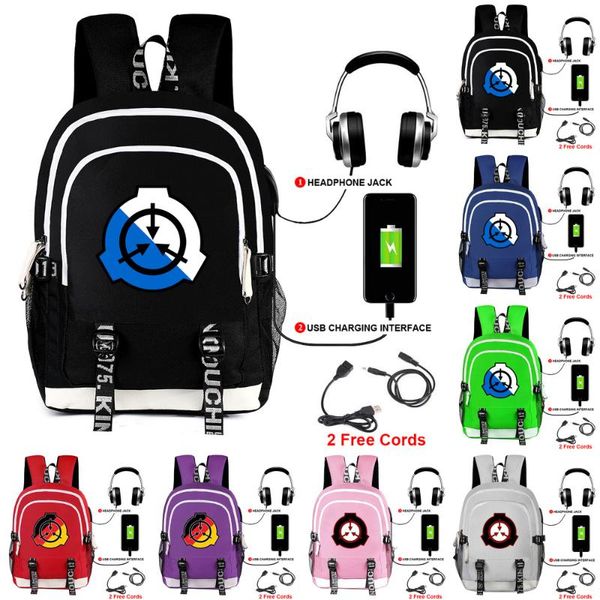 

backpack scp usb bag luminous student bookbag rucksack schoolbag travel