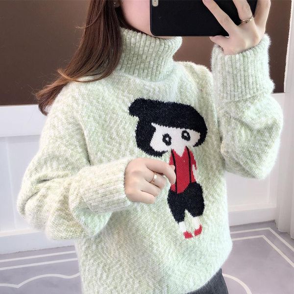 

christmas knitted sweater ladies loose cartoon pullover fashion 2021 jersey bottoming women's sweaters, White;black