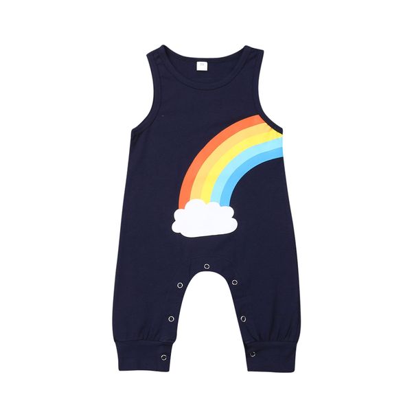 

summer baby boys rainbow romper outfit clothes, White