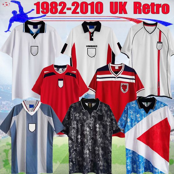 

retro englands beckham soccer jersey 1982 1986 1989 1990 1994 1996 1998 2002 2004 shearer gerrard scholes owen heskey gascoigne vintage clas, Black;red