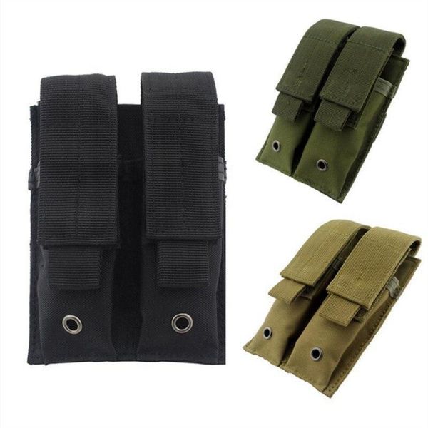 

outdoor bags system tactical pistol double magazine pouch molle backpack 9mm 600d nylon military mag holder bag hunting accessories