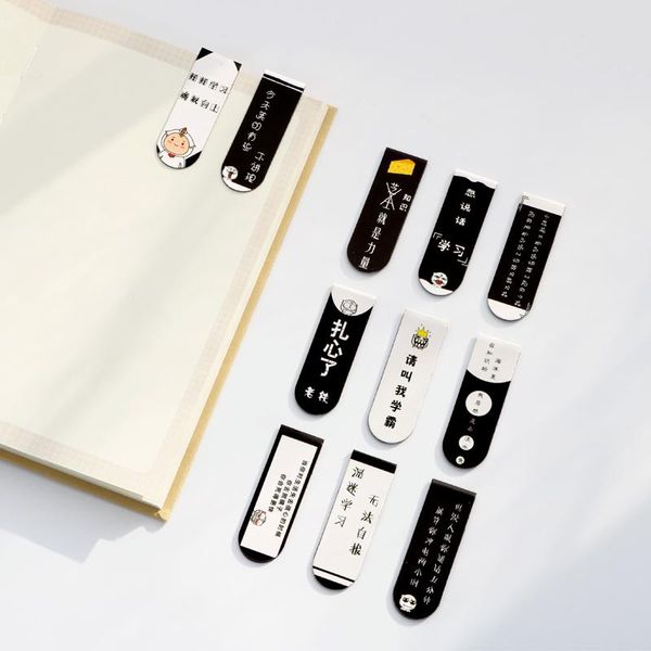 

1set magnetic bookmark black white book clip magnet bookmarks funny mark cartoon magnetism text children paper folder