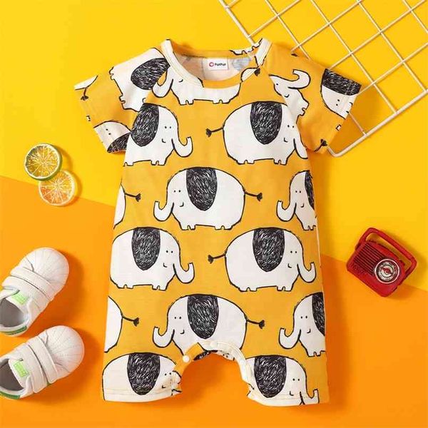 

baby short-sleeve elephant print romper 210528, Blue