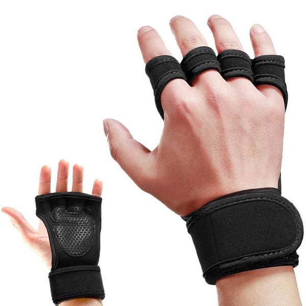 

wrist support sports half finger gloves men and women honeycomb silicone non-slip cycling breathable gym barbell dumbbell, Black;red