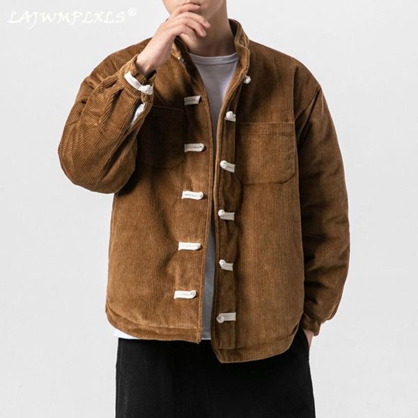 

men's down & parkas 3 colors men winter thick warm corduroy solid cotton padded jacket short parka male vintage streetwear cargo coat o, Black