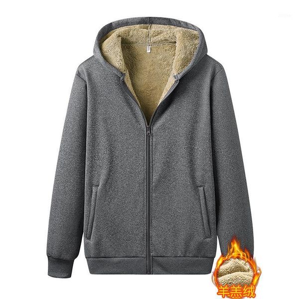 

men's hoodies & sweatshirts 2021 men jacket winter thick warm fleece comfortable coat casual zipper hoodie, Black