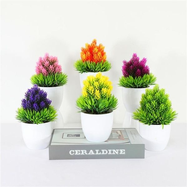 

decorative flowers & wreaths 1pc artificial plants pine needles small tree pot fake potted ornaments for home decoration teenagers room deco