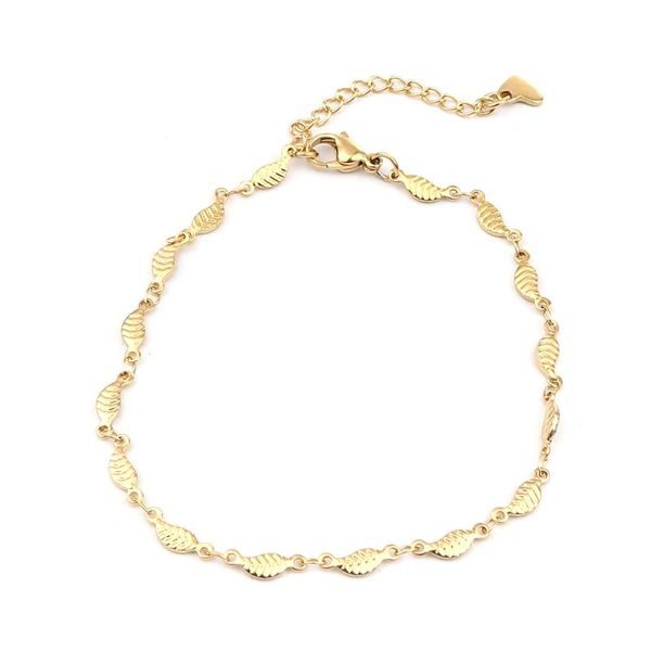

anklets gold color anklet 304 stainless steel charm pendant bracelets jewelry gifts for women leaf heart 23cm long 1 piece, Red;blue