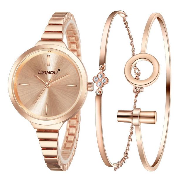 

wristwatches rose gold women's watches bracelet fashion small clock quartz wristwatch girls valuable gift *a, Slivery;brown