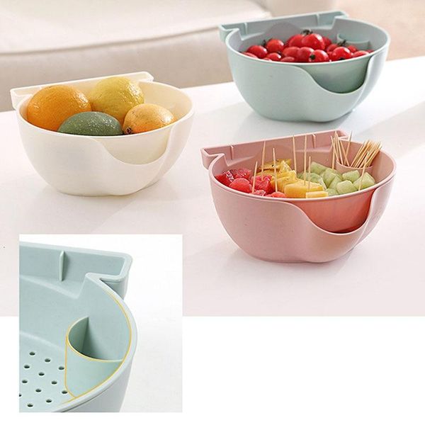 

dishes & plates household drain basket double-layer multifunctional lazy fruit plate detachable candy dried home supplies