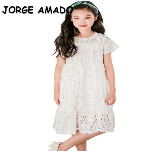 

wholesale summer teenagers girl 2-pcs sets dress sling + lace princess cute style kids fashion clothes e55 210610, Red;yellow