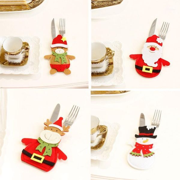 

christmas decorations tableware bag xmas decor snowman kitchen holder pocket dinner cutlery set decoration f801