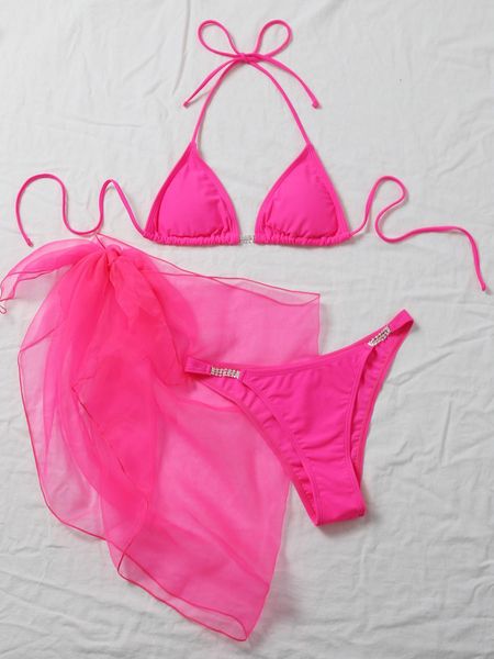 

new diamond-studded bikini strappy swimsuit three-piece set designer swimwear bathing suit swimming biquinis femininoing