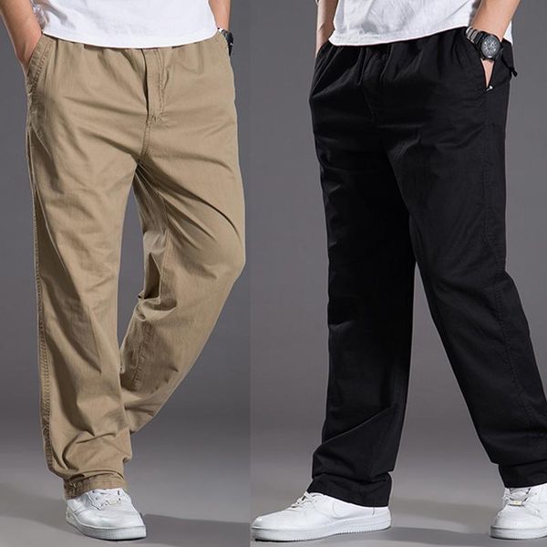 

men's pants cargo casual cotton loose men outerwear straight slacks hip hop long trousers clothes plus size 6xl, Black