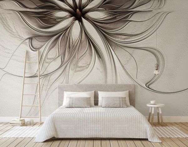 

wallpapers house decoration paper painting panoramic abstract flowers embossed lines 3d stereo modern tv living room wallpaper