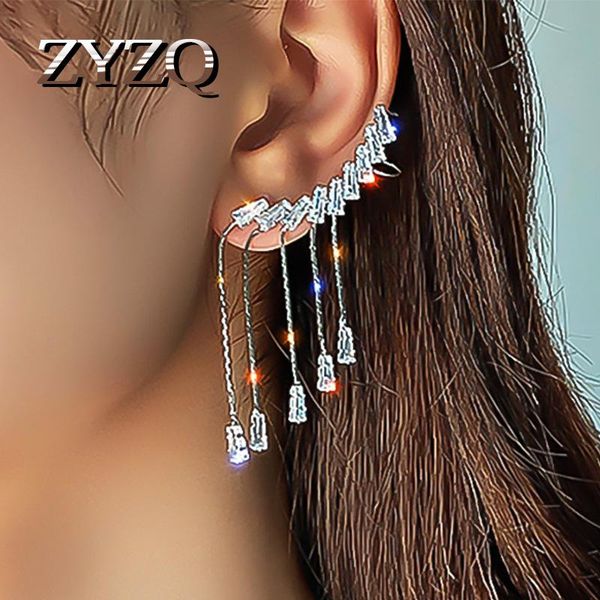 

dangle & chandelier zyzq s925 needle sweet crystal long tassel earrings for women lady angel wing stud romantic wedding bridal jewelry, Silver