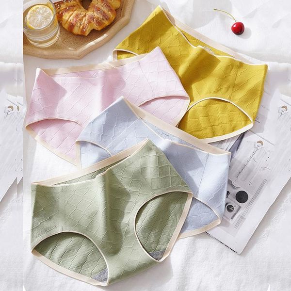 

women's panties cotton seamless underwear comfortable briefs breathable antibacterial mid waist, Black;pink