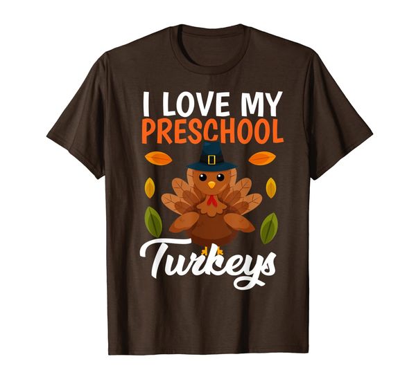 

funny turkey thanksgiving heart preschool teacher t-shirt, White;black
