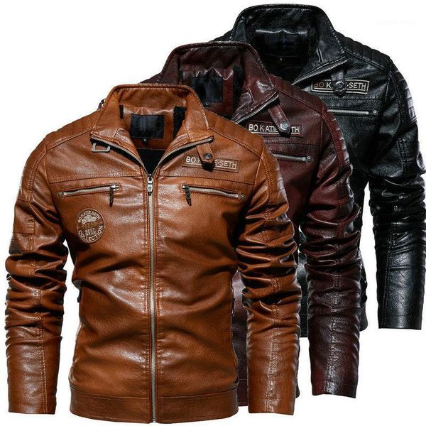 

cross-border men's leather jacket 2021 pu motorcycle clothing fleece for men fur & faux, Black