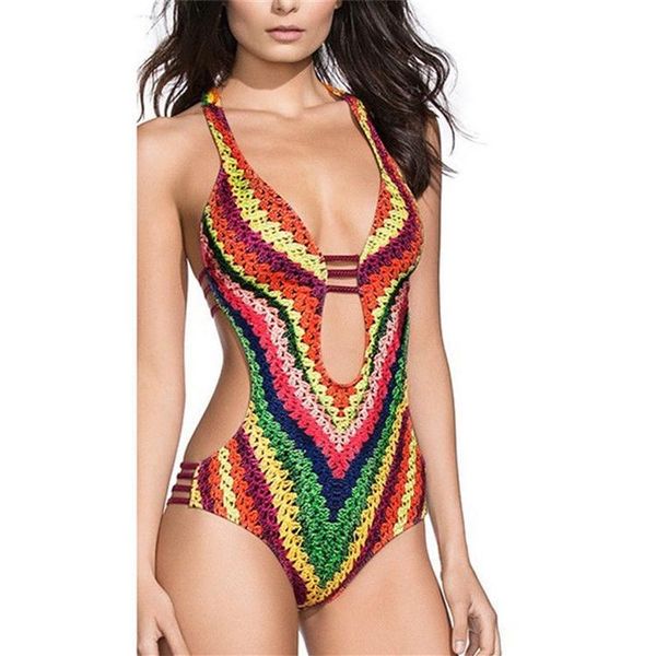 

one-piece swimwear women triangle bikini set bandage push-up swimsuit brazilian biquini summer swimming beachwear plus size suits