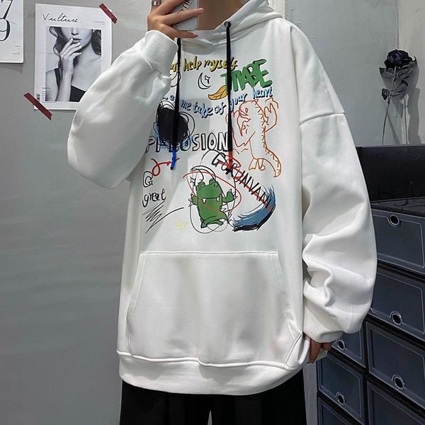 

men's hoodies & sweatshirts oversize fashion printed sweatshirt men hip hop streetwear autumn spring harajuku japanese casual hoodie ma, Black