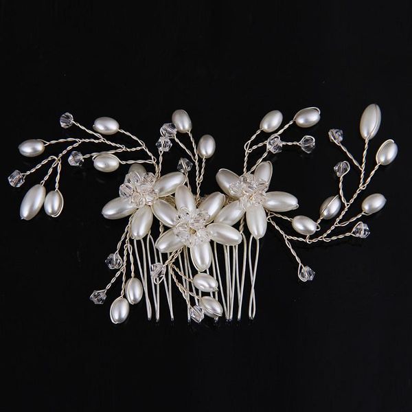

hair clips & barrettes 2021 wedding accessories crystal combs pearl jewelry head tiaras for women, Golden;silver