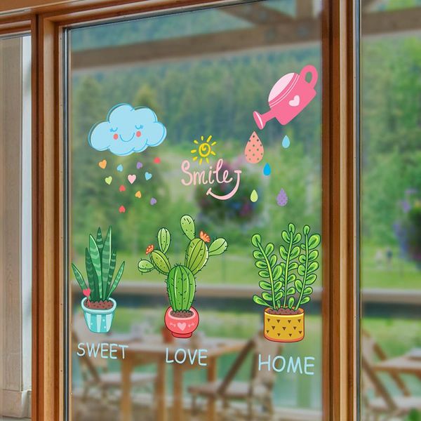 

wall stickers [shijuekongjian] potted plant sticker diy flowers mural decals for kids bedroom living room children nursery decoration