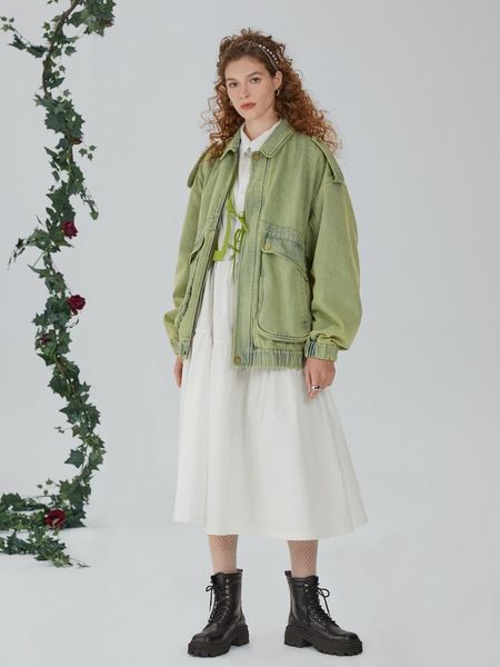 

women's jackets irinach362 spring summer 2021 original design arrivals vintage oversize washed denim jacket women, Black;brown