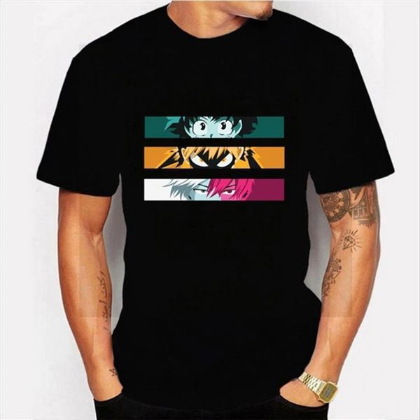 

my hero academia anime japanese mens short sleeve printed tee for men masculina, White;black