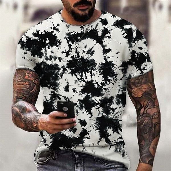 

men's t shirt 3d print graphic tie dye crew neck daily sports print short sleeve casual classic designer big and tall black u3ax#, White;black