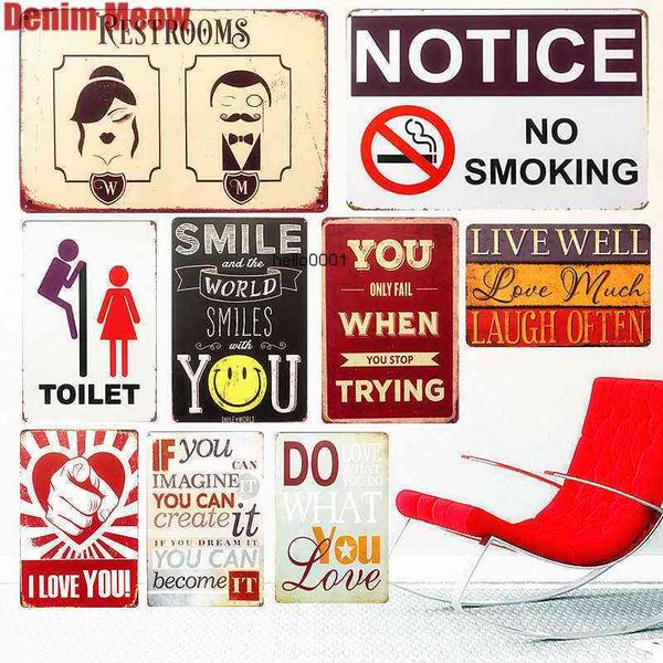 

notice no smoking retro metal signs cafe bar pub casino decorative plates toilet wall stickers painting vintage home decor n261