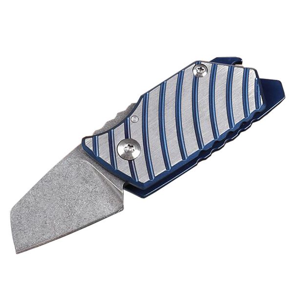 Coltello pieghevole tascabile mini D2 Lama satinata TC4 Coltelli portachiavi con manico in lega di titanio con scatola in alluminio H5387