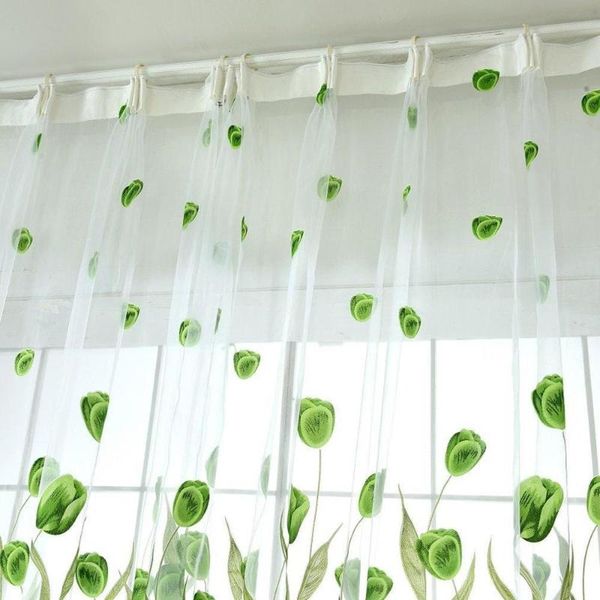 

curtain & drapes voile window tulle bedroom living room balcony flowers printed tulip sun-shading translucent curtains sheer