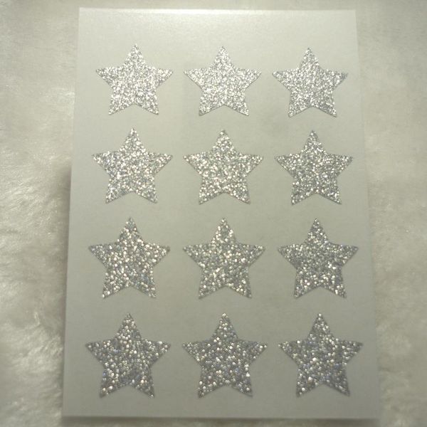 

19mm/0.75inch mini silver glitter star sticker gift wrap