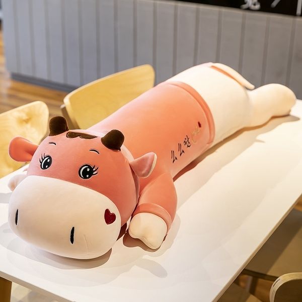 

cute lying down cow plush toy year of ox mascot sleeping on the bed pillow long leg clamping doll