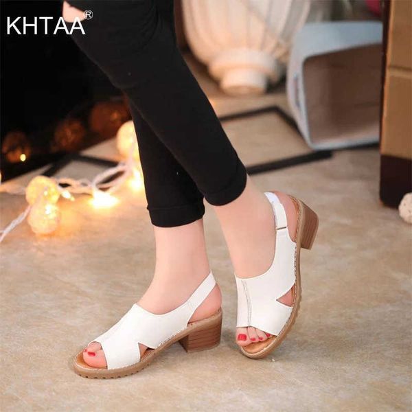 

women's sandals summer peep toe pu leather chunky heels slingbacks woman non slip buckle strap casual female elegant ladies shoe y0721, Black