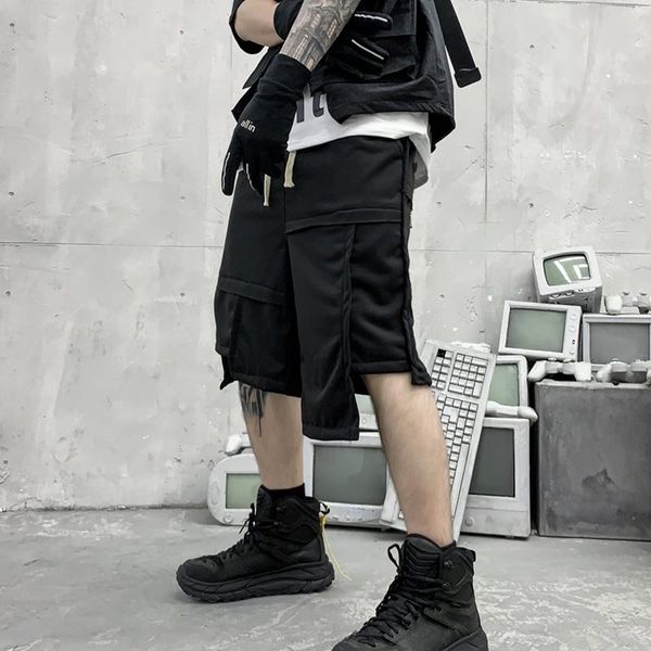 

men's shorts 2022 summer casual men black fashion wild beach hip hop streetwear knee length pants male, White;black