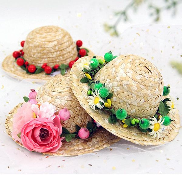 

dog apparel hawaii style cat pet straw hat birthday party cosplay cap headwear for teddy bichon funny po props puppy accessories