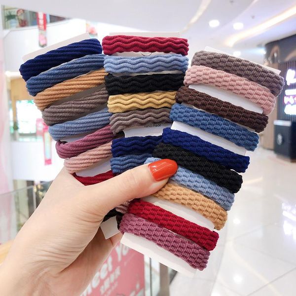 

hair clips & barrettes bold high elasticity basic tie korean style simple towel loop head rope female seamless rubber band wholesale, Golden;silver
