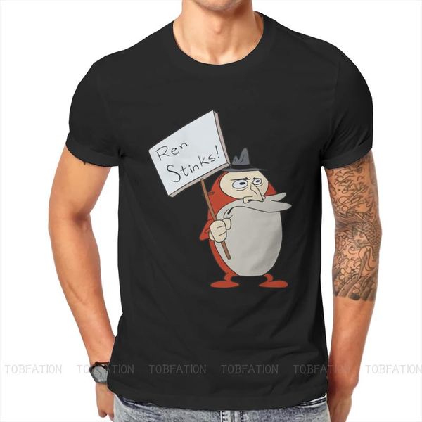 

men's t-shirts the ren & stimpy show comedy fantasy 100% cotton tshirts he stinks print homme t shirt hipster 6xl, White;black