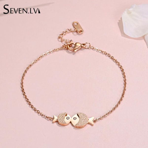 

stainless steel mouth kiss fish charm jewelry bracelet fashion rose gold titanium chain bracelets gift for women, Golden;silver