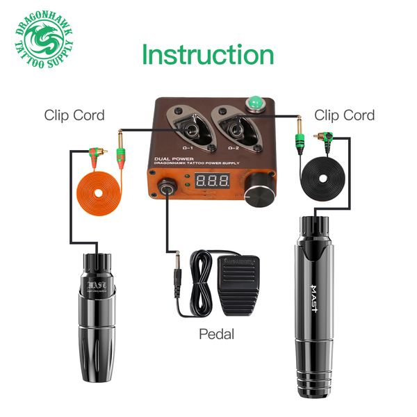 

dragonhawk rotary pen tattoo kit double pen set permanent makeup kits with dual mode power for tattoo artist studioscouts