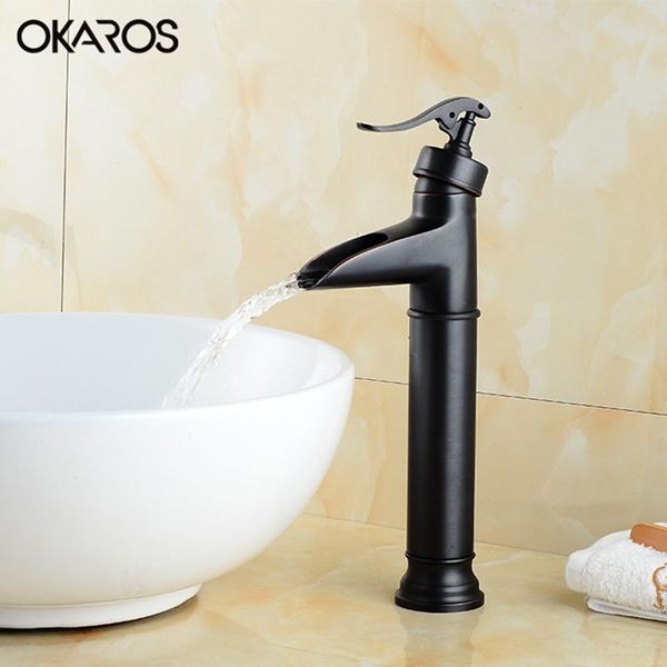 

bathroom sink faucets okaros classic waterfall faucet basin heighten black nickle brushed single handle water tap mixer torneira