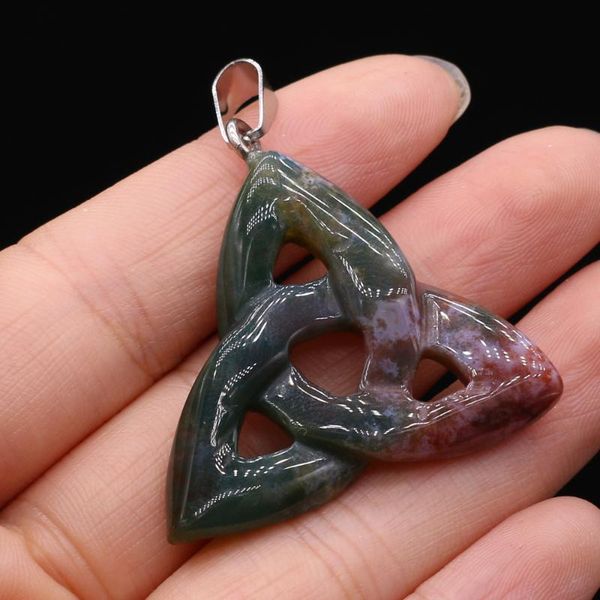 

charms natural stone semi-precious stones three-ring triangle pendant jewelry used to make diy bracelet necklace accessories, Bronze;silver